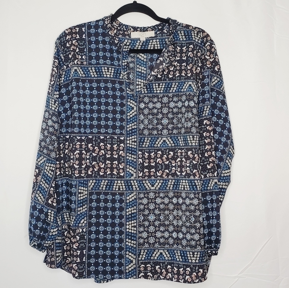 Plus Size Floral Print Top Size 18 Abstract Long Sleeve Cottagecore Shirt Office